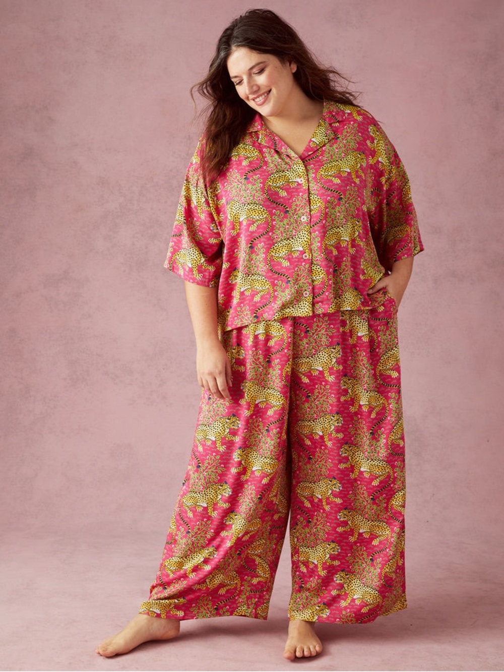 Printfresh Bagheera Eco Satin Leopard Print Pajama Set